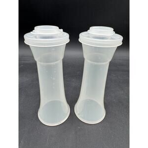 Tupperware #718-21 Salt and Pepper Clear with Clear Lids Rep Sample NOS